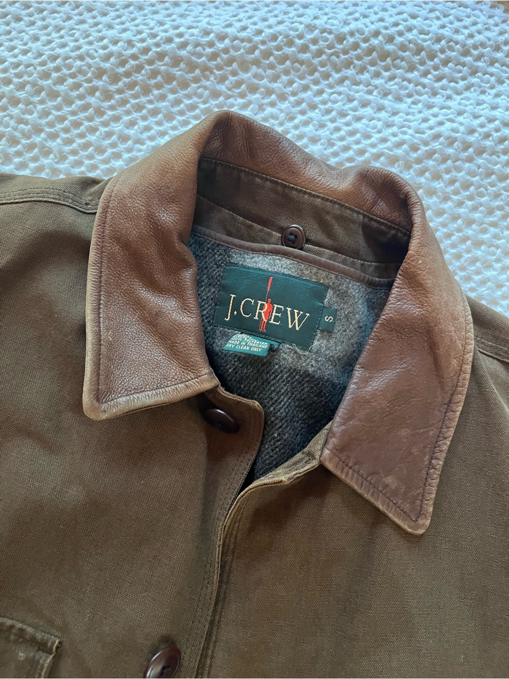 J. Crew Vintage Oarsman Brown Men's Field Barn Jacket with Leather Collar - Picture 3 of 6